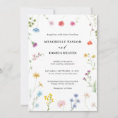 ワイルドフラワーカラフルボホモノグラム写真結婚の 招待状 (正面)