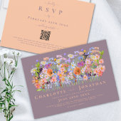 ワイルドフラワーカラフルボホ結婚のQRコード 招待状