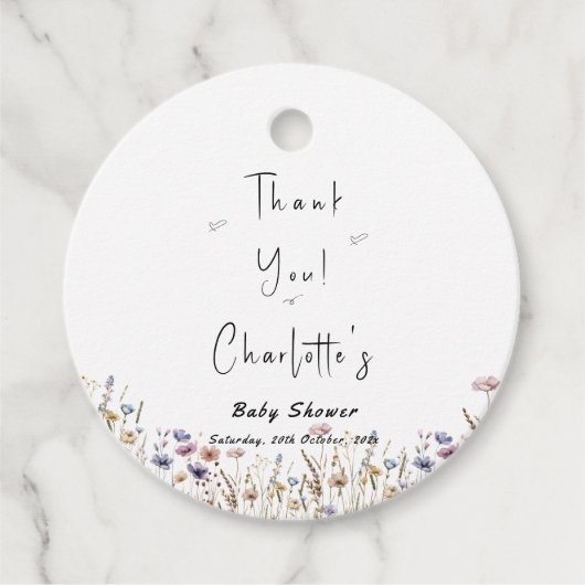 ワイルドフラワーカラフルボホ赤ちゃんシャワー フェイバータグ (正面)