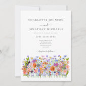 ワイルドフラワーカラフルボホQRコード結婚ズ 招待状 (正面)