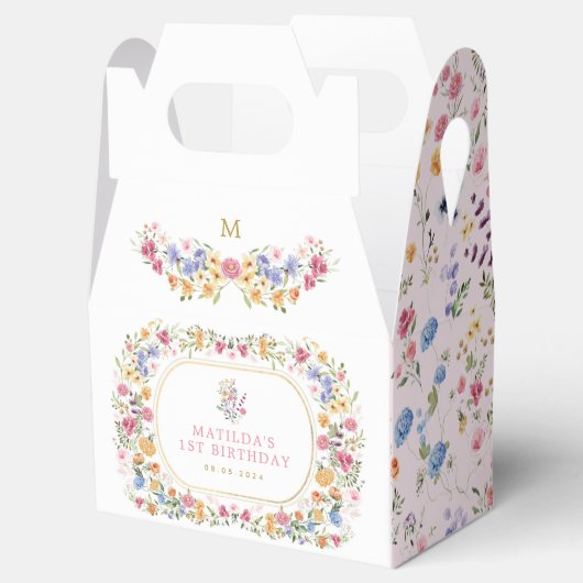 ワイルドフラワーカラフルメイドウガール1st誕生日 フェイバーボックス (オープン)