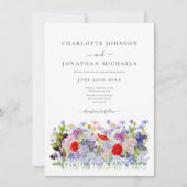 ワイルドフラワーカラフルメドウQRコード結婚ズ 招待状 (正面)