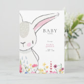 ワイルドフラワーカラフルラビットベイビーシャワー 招待状 (スタンド正面)