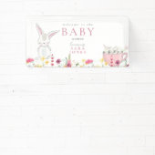 ワイルドフラワーカラフルラビットベイビーシャワー 横断幕 (インサイチュ)