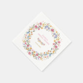 ワイルドフラワーカラフルリースブライダルシャワー スタンダードカクテルナプキン (角)