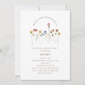 ワイルドフラワーカラフルワイルドオンダーフル誕生日 招待状 (正面)