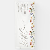 ワイルドフラワーカラフルワイルドワンウェルカム誕生日 横断幕 (縦)