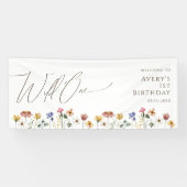 ワイルドフラワーカラフルワイルドワンウェルカム誕生日 横断幕 (横)