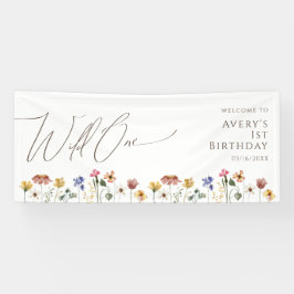 ワイルドフラワーカラフルワイルドワンウェルカム誕生日 横断幕