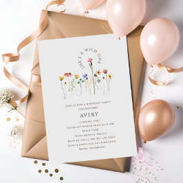 ワイルドフラワーカラフルワイルドワンバースデーパーティー 招待状