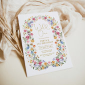 ワイルドフラワーカラフルワイルドワン誕生日パーティー 招待状