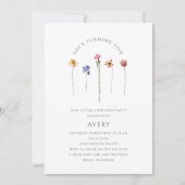 ワイルドフラワーカラフル五の誕生日パーティー 招待状 (正面)