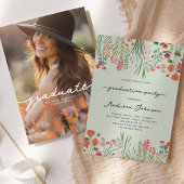 ワイルドフラワーカラフル卒業パーティー招待状 招待状