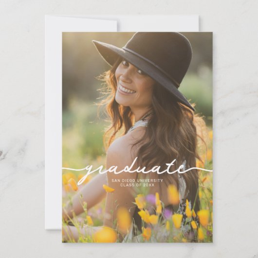 ワイルドフラワーカラフル卒業パーティー招待状 招待状 (裏面)