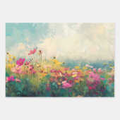 ワイルドフラワーカラフル印象派のデコパージュ ラッピングペーパーシート (正面3)