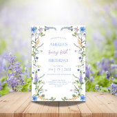 ワイルドフラワーカラフル妖精の最初の誕生日パーティー 招待状
