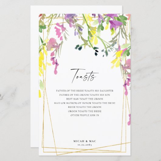 ワイルドフラワーカラフル幾何学的披露宴トーストII (正面/裏面)