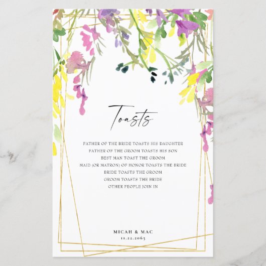 ワイルドフラワーカラフル幾何学的披露宴トーストII (正面)