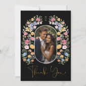 ワイルドフラワーカラフル庭園の結婚式写真 サンキューカード (正面)