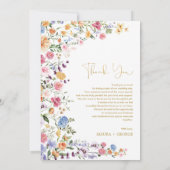 ワイルドフラワーカラフル庭園の結婚式写真 サンキューカード (裏面)