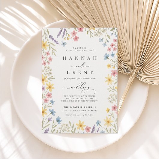 ワイルドフラワーカラフル庭園の結婚式招待状 招待状