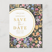 ワイルドフラワーカラフル庭園の結婚式日付の保存 案内ポストカード (正面)