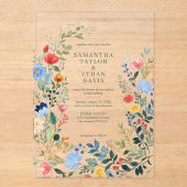 ワイルドフラワーカラフル庭園の結婚式 アクリル招待状 (正面)