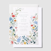 ワイルドフラワーカラフル庭園の結婚式 ベラム紙招待状 (オフセット)