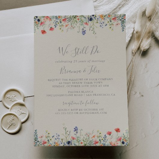 ワイルドフラワーカラフル我々はまだ誓いの更新を行う 招待状