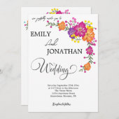 ワイルドフラワーカラフル招待状カード 招待状 (正面/裏面)