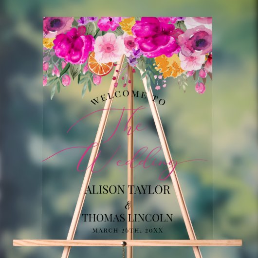 ワイルドフラワーカラフル春ウェルカムアクリル看板 アクリルサイン (ニュートラル)