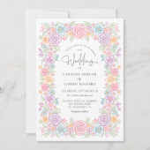 ワイルドフラワーカラフル春サマー結婚ズ 招待状 (正面)