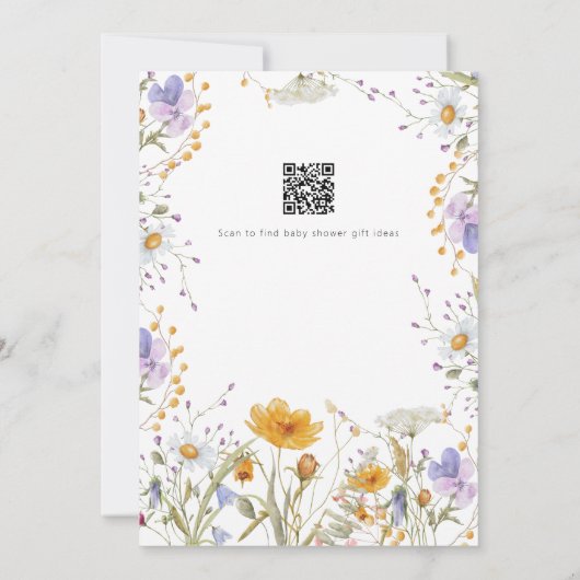 ワイルドフラワーカラフル春フローラベビーシャワー 招待状 (裏面)