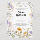 ワイルドフラワーカラフル春フローラベビーシャワー 招待状 (正面/裏面)