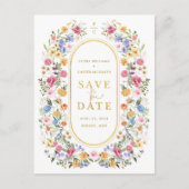 ワイルドフラワーカラフル春牧草地日付を保存 案内ポストカード (正面)