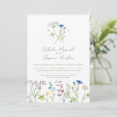 ワイルドフラワーカラフル植物水結婚色の 招待状 (スタンド正面)