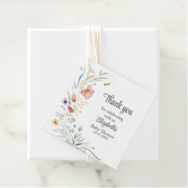 ワイルドフラワーカラフル牧草地ベイビーシャワーありがとう フェイバータグ