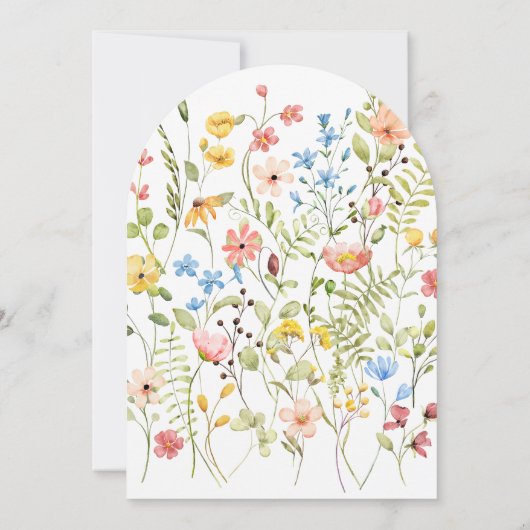 ワイルドフラワーカラフル素朴ガーデン結婚アーチ 招待状 (裏面)