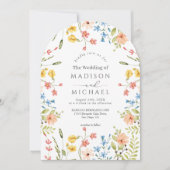 ワイルドフラワーカラフル素朴ガーデン結婚アーチ 招待状 (正面)