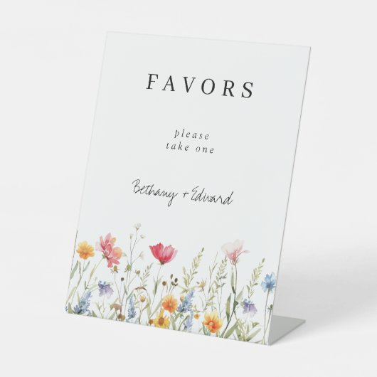 ワイルドフラワーカラフル結婚式の引き出物 台座サイン (正面)