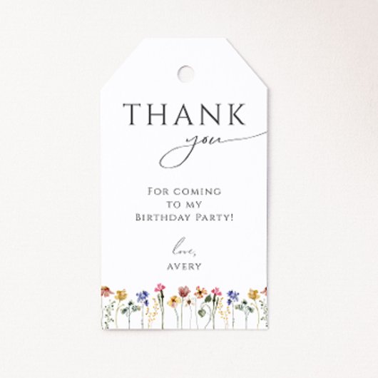 ワイルドフラワーカラフル誕生日サンキューメッセージカード ギフトタグ