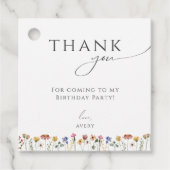 ワイルドフラワーカラフル誕生日スクエアありがとう フェイバータグ (正面)