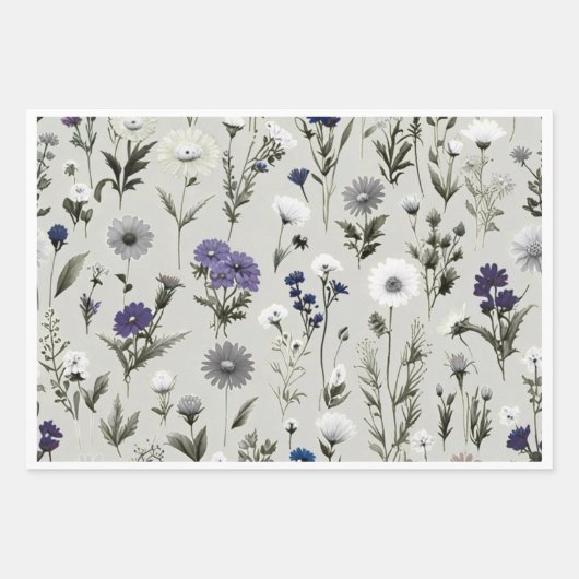 ワイルドフラワーカラフル誕生日ラップ ラッピングペーパーシート (正面)