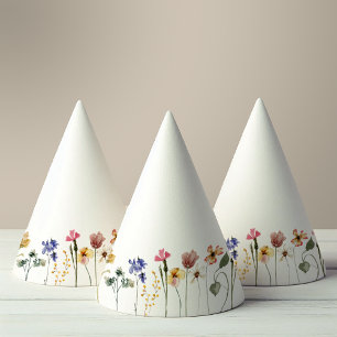 ワイルドフラワーカラフル誕生日 パーティーハット