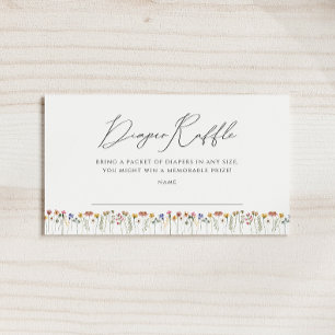 ワイルドフラワーカラフル赤ちゃんシャワーおむつラッフル エンクロージャーカード