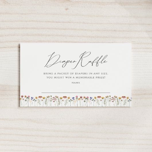 ワイルドフラワーカラフル赤ちゃんシャワーおむつラッフル エンクロージャーカード