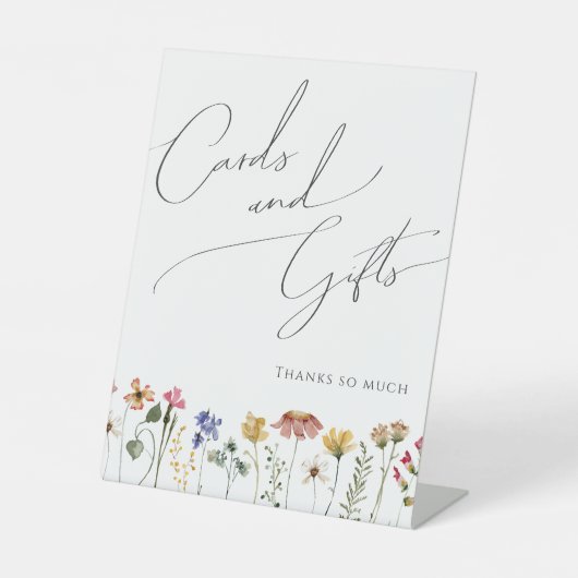 ワイルドフラワーカラフル赤ちゃんシャワーカードとギフト 台座サイン (正面)