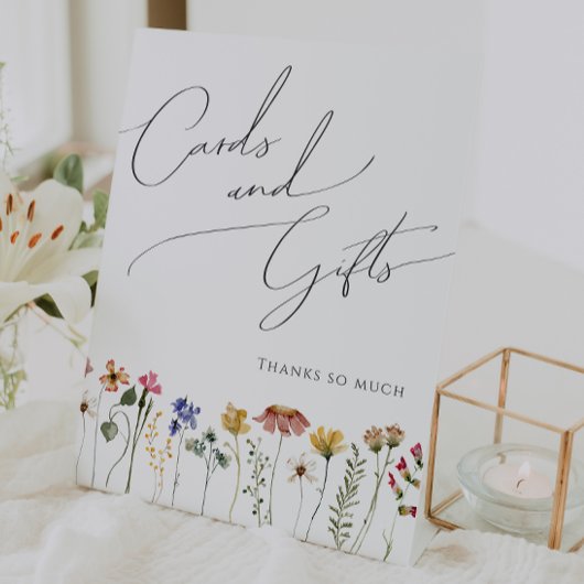 ワイルドフラワーカラフル赤ちゃんシャワーカードとギフト 台座サイン