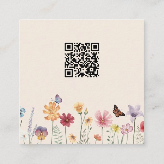 ワイルドフラワーカラフル赤ちゃんシャワーギフトレジストリ エンクロージャーカード (裏面)