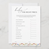 ワイルドフラワーカラフル赤ちゃんシャワー右プライスカード 招待状 (正面)